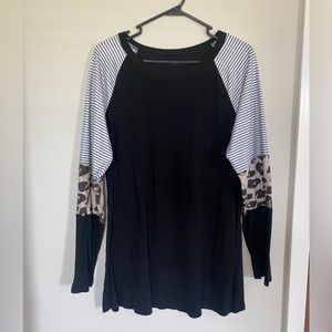 Long Sleeve Black/Leopard/Striped Tunic